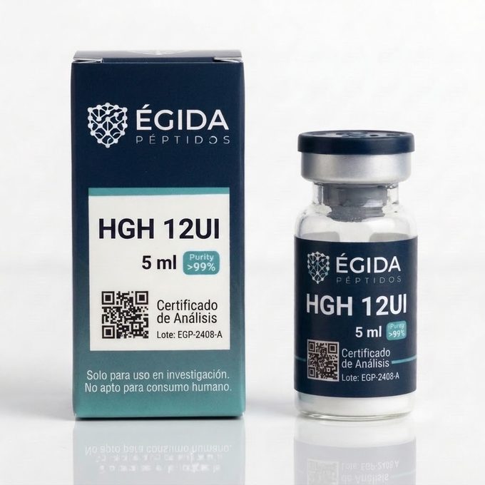 Vial de HGH (Somatropina) de investigación, 12 UI, Égida Peptides