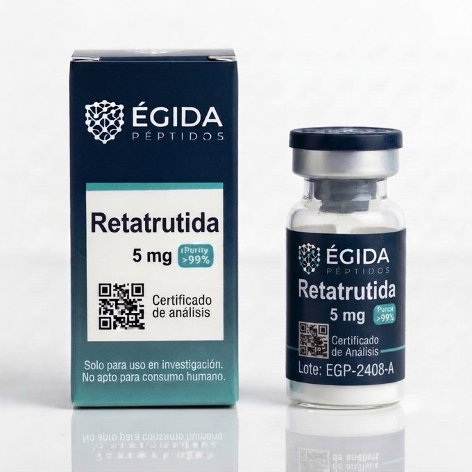Vial de Retatrutida de investigación, 10 mg, Égida Peptides